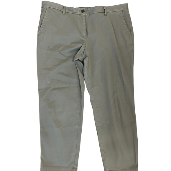 Talbots Womens Size 16P Olive Green Chino Pants Flat Front Cotton Blend Pants - Picture 1 of 8